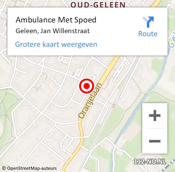Locatie op kaart van de 112 melding: Ambulance Met Spoed Naar Geleen, Jan Willenstraat op 23 oktober 2014 01:40