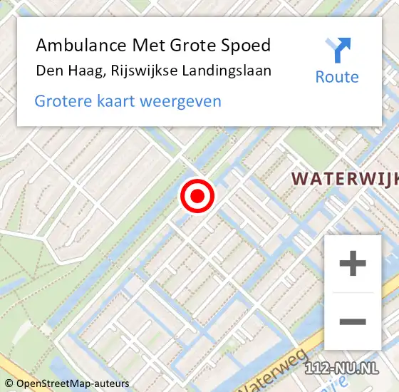 Locatie op kaart van de 112 melding: Ambulance Met Grote Spoed Naar Den Haag, Rijswijkse Landingslaan op 10 oktober 2024 20:25