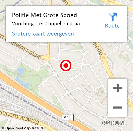 Locatie op kaart van de 112 melding: Politie Met Grote Spoed Naar Voorburg, Ter Cappellenstraat op 10 oktober 2024 20:25