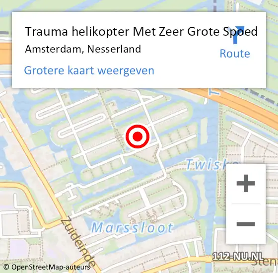 Locatie op kaart van de 112 melding: Trauma helikopter Met Zeer Grote Spoed Naar Amsterdam, Nesserland op 10 oktober 2024 20:29