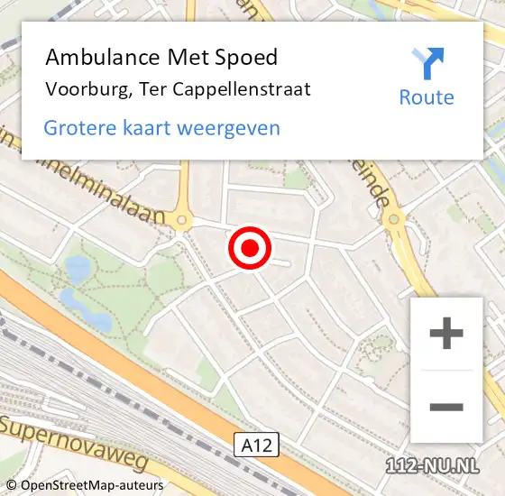 Locatie op kaart van de 112 melding: Ambulance Met Spoed Naar Voorburg, Ter Cappellenstraat op 10 oktober 2024 20:37