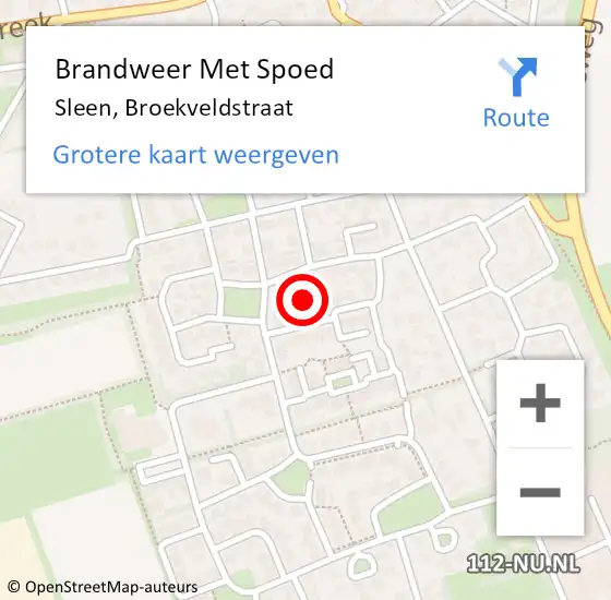 Locatie op kaart van de 112 melding: Brandweer Met Spoed Naar Sleen, Broekveldstraat op 10 oktober 2024 20:52