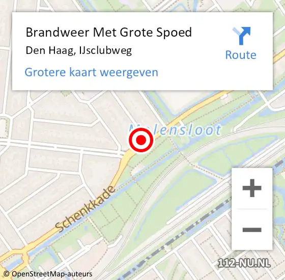 Locatie op kaart van de 112 melding: Brandweer Met Grote Spoed Naar Den Haag, IJsclubweg op 10 oktober 2024 21:21