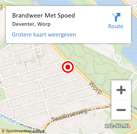 Locatie op kaart van de 112 melding: Brandweer Met Spoed Naar Deventer, Worp op 10 oktober 2024 21:39