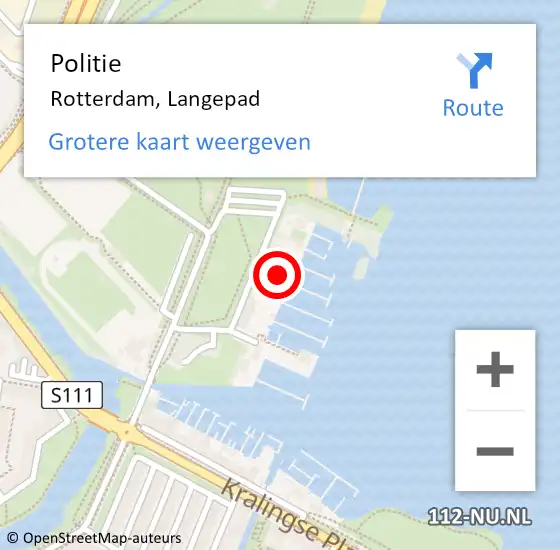 Locatie op kaart van de 112 melding: Politie Rotterdam, Langepad op 10 oktober 2024 22:21