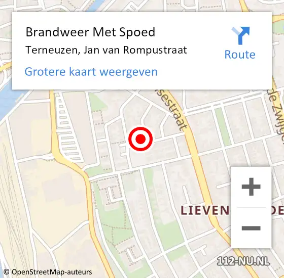 Locatie op kaart van de 112 melding: Brandweer Met Spoed Naar Terneuzen, Jan van Rompustraat op 10 oktober 2024 22:59