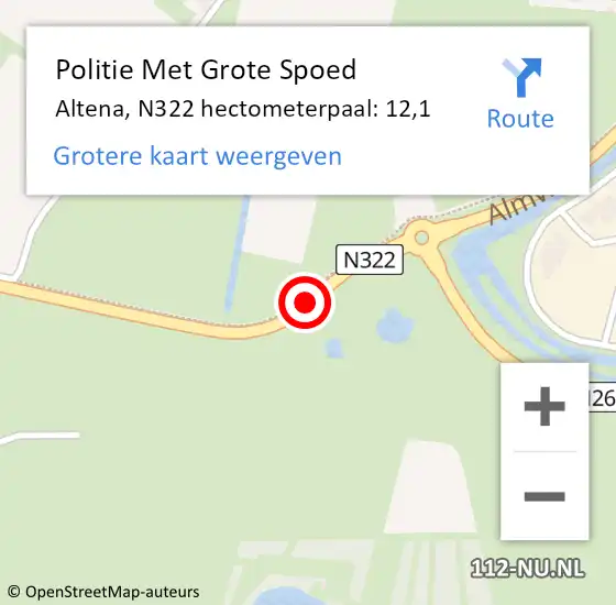 Locatie op kaart van de 112 melding: Politie Met Grote Spoed Naar Altena, N322 hectometerpaal: 12,1 op 10 oktober 2024 23:00