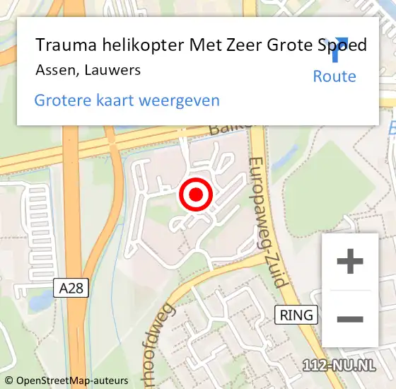 Locatie op kaart van de 112 melding: Trauma helikopter Met Zeer Grote Spoed Naar Assen, Lauwers op 10 oktober 2024 23:21