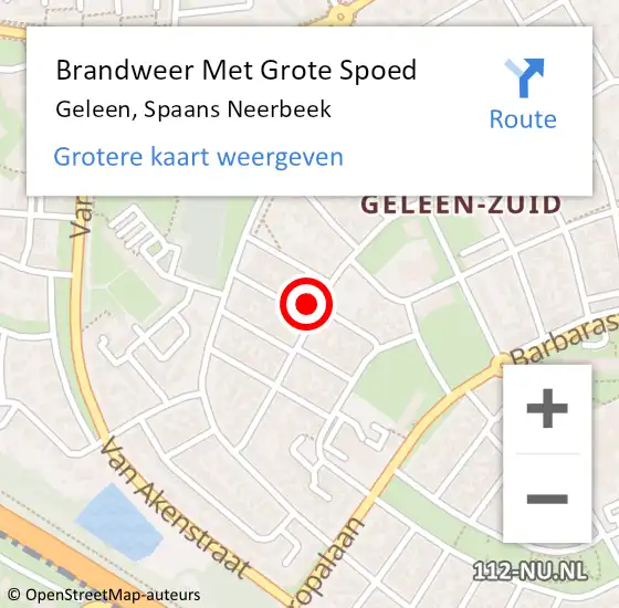 Locatie op kaart van de 112 melding: Brandweer Met Grote Spoed Naar Geleen, Spaans Neerbeek op 10 oktober 2024 23:33