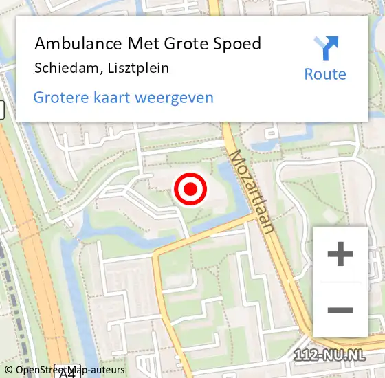 Locatie op kaart van de 112 melding: Ambulance Met Grote Spoed Naar Schiedam, Lisztplein op 11 oktober 2024 00:16