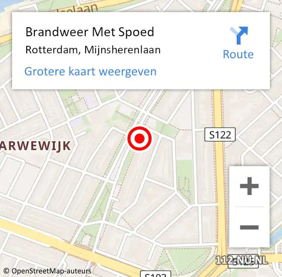 Locatie op kaart van de 112 melding: Brandweer Met Spoed Naar Rotterdam, Mijnsherenlaan op 11 oktober 2024 00:25