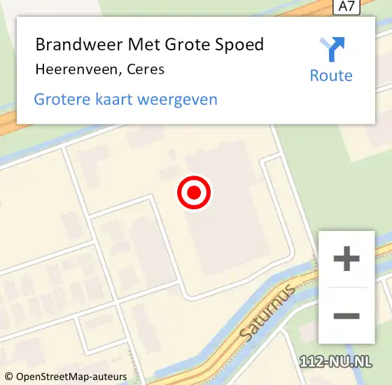 Locatie op kaart van de 112 melding: Brandweer Met Grote Spoed Naar Heerenveen, Ceres op 11 oktober 2024 00:28