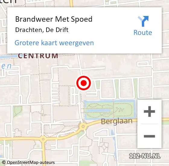 Locatie op kaart van de 112 melding: Brandweer Met Spoed Naar Drachten, De Drift op 11 oktober 2024 00:52