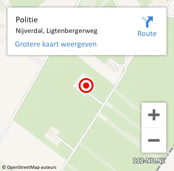 Locatie op kaart van de 112 melding: Politie Nijverdal, Ligtenbergerweg op 11 oktober 2024 01:33