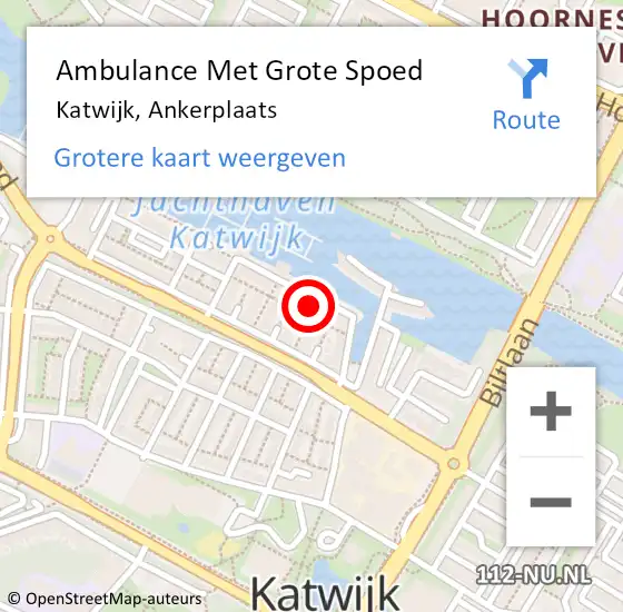 Locatie op kaart van de 112 melding: Ambulance Met Grote Spoed Naar Katwijk, Ankerplaats op 11 oktober 2024 04:05