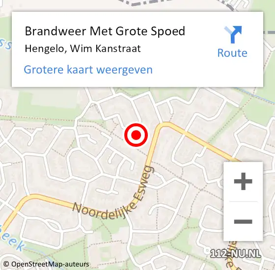 Locatie op kaart van de 112 melding: Brandweer Met Grote Spoed Naar Hengelo, Wim Kanstraat op 11 oktober 2024 04:36