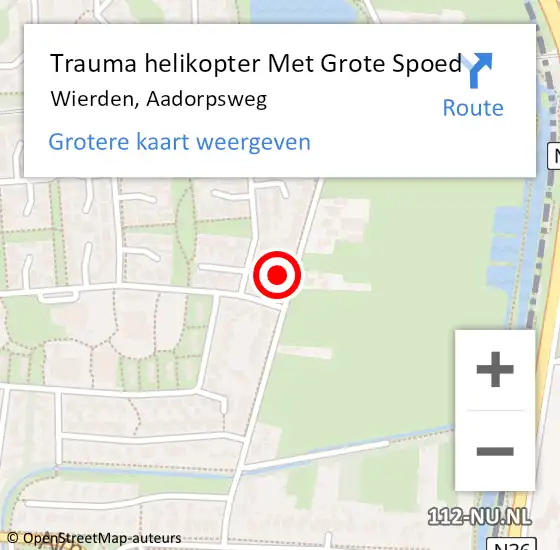 Locatie op kaart van de 112 melding: Trauma helikopter Met Grote Spoed Naar Wierden, Aadorpsweg op 11 oktober 2024 04:44