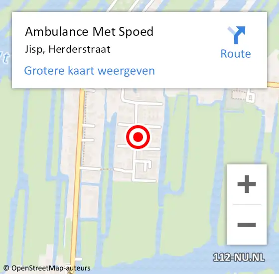 Locatie op kaart van de 112 melding: Ambulance Met Spoed Naar Jisp, Herderstraat op 11 oktober 2024 05:36