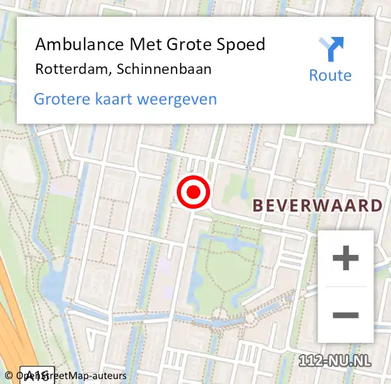 Locatie op kaart van de 112 melding: Ambulance Met Grote Spoed Naar Rotterdam, Schinnenbaan op 11 oktober 2024 05:41