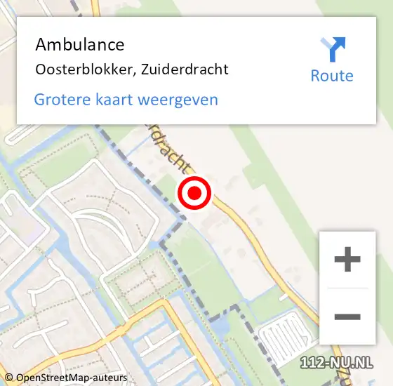 Locatie op kaart van de 112 melding: Ambulance Oosterblokker, Zuiderdracht op 11 oktober 2024 05:55