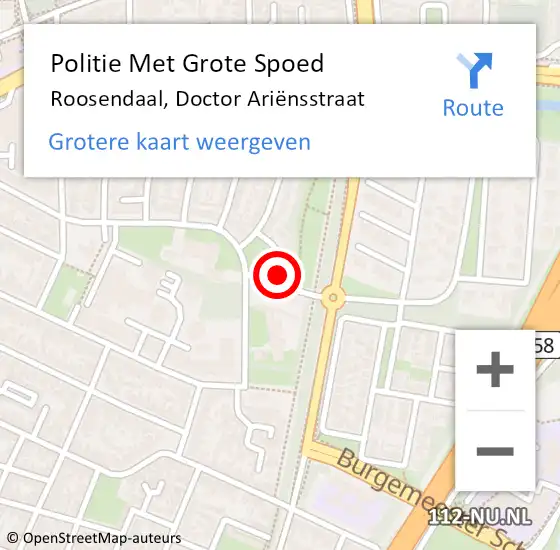 Locatie op kaart van de 112 melding: Politie Met Grote Spoed Naar Roosendaal, Doctor Ariënsstraat op 11 oktober 2024 06:54