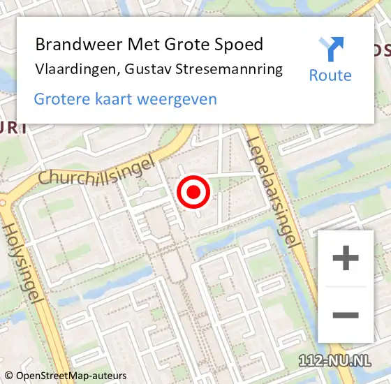 Locatie op kaart van de 112 melding: Brandweer Met Grote Spoed Naar Vlaardingen, Gustav Stresemannring op 11 oktober 2024 07:02