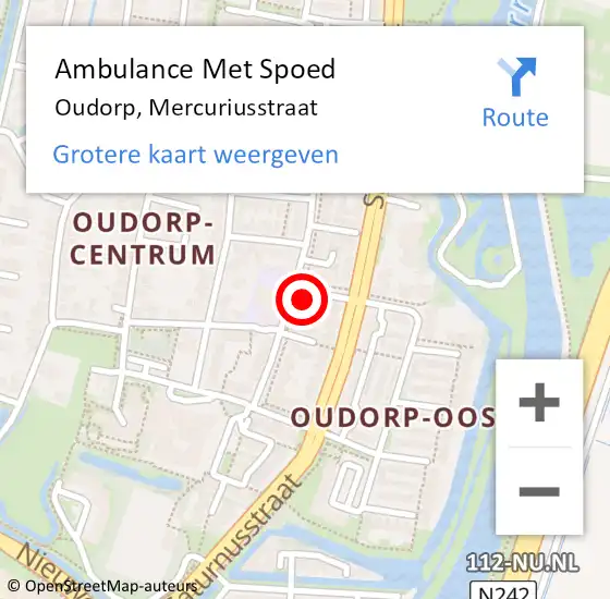 Locatie op kaart van de 112 melding: Ambulance Met Spoed Naar Oudorp, Mercuriusstraat op 11 oktober 2024 07:12