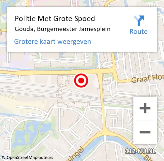 Locatie op kaart van de 112 melding: Politie Met Grote Spoed Naar Gouda, Burgemeester Jamesplein op 11 oktober 2024 08:07