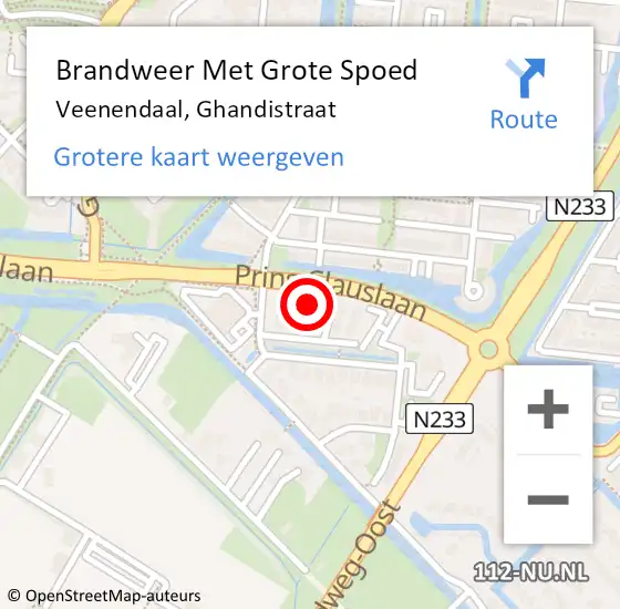 Locatie op kaart van de 112 melding: Brandweer Met Grote Spoed Naar Veenendaal, Ghandistraat op 11 oktober 2024 08:15