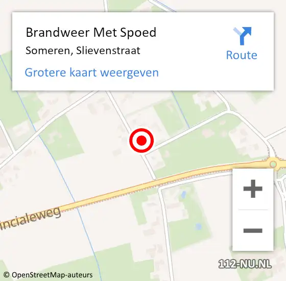 Locatie op kaart van de 112 melding: Brandweer Met Spoed Naar Someren, Slievenstraat op 11 oktober 2024 08:46