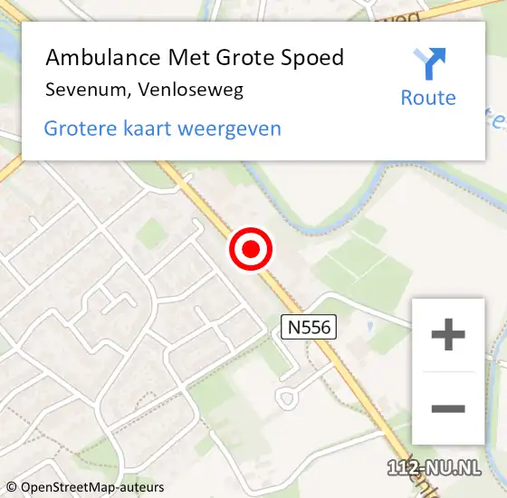 Locatie op kaart van de 112 melding: Ambulance Met Grote Spoed Naar Sevenum, Venloseweg op 23 oktober 2014 03:46