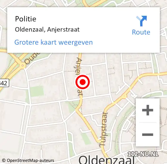 Locatie op kaart van de 112 melding: Politie Oldenzaal, Anjerstraat op 11 oktober 2024 08:51