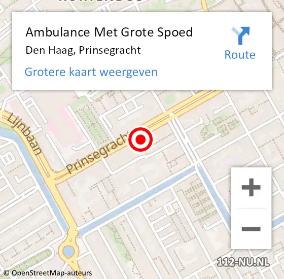 Locatie op kaart van de 112 melding: Ambulance Met Grote Spoed Naar Den Haag, Prinsegracht op 11 oktober 2024 08:57