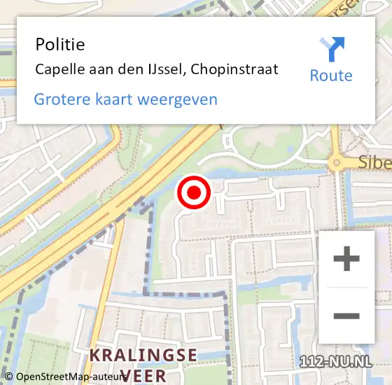 Locatie op kaart van de 112 melding: Politie Capelle aan den IJssel, Chopinstraat op 11 oktober 2024 08:58