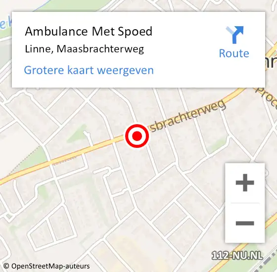 Locatie op kaart van de 112 melding: Ambulance Met Spoed Naar Linne, Maasbrachterweg op 11 oktober 2024 09:01