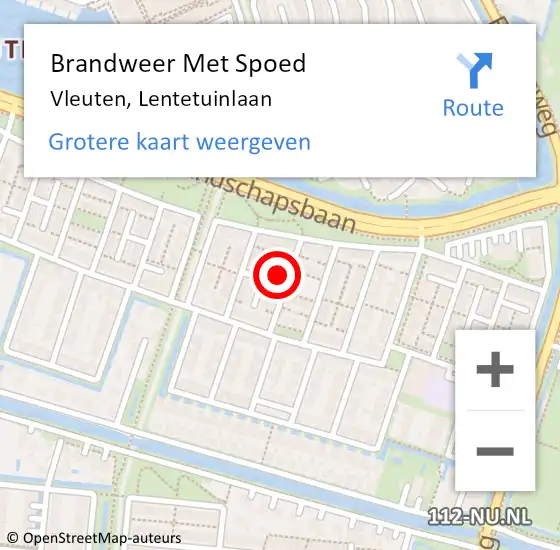 Locatie op kaart van de 112 melding: Brandweer Met Spoed Naar Vleuten, Lentetuinlaan op 11 oktober 2024 09:02