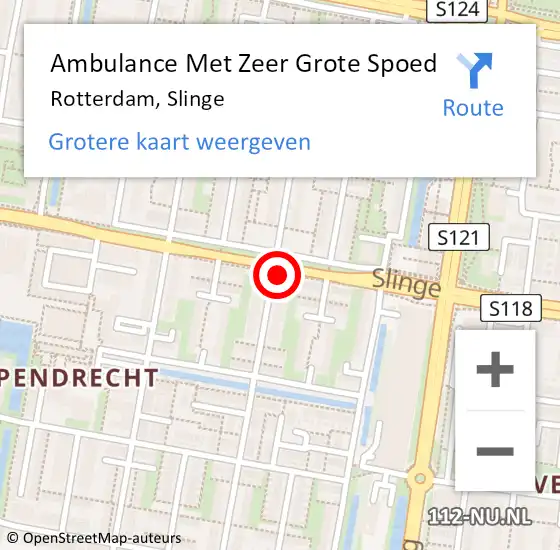 Locatie op kaart van de 112 melding: Ambulance Met Zeer Grote Spoed Naar Rotterdam, Slinge op 11 oktober 2024 09:02