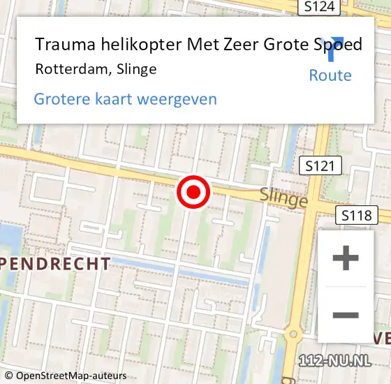 Locatie op kaart van de 112 melding: Trauma helikopter Met Zeer Grote Spoed Naar Rotterdam, Slinge op 11 oktober 2024 09:03