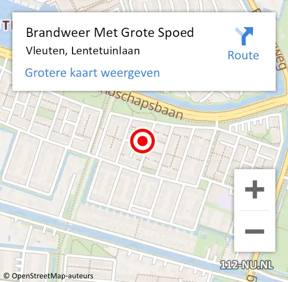 Locatie op kaart van de 112 melding: Brandweer Met Grote Spoed Naar Vleuten, Lentetuinlaan op 11 oktober 2024 09:03