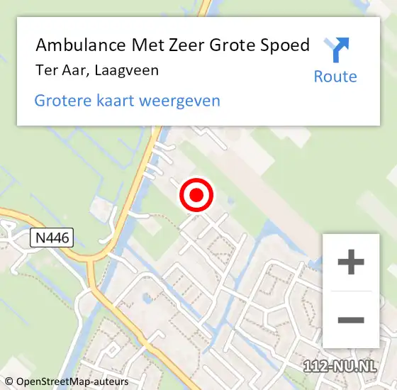 Locatie op kaart van de 112 melding: Ambulance Met Zeer Grote Spoed Naar Ter Aar, Laagveen op 11 oktober 2024 09:04