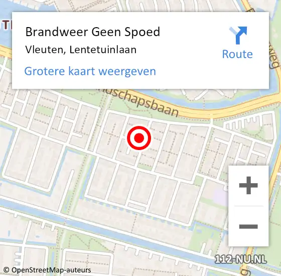 Locatie op kaart van de 112 melding: Brandweer Geen Spoed Naar Vleuten, Lentetuinlaan op 11 oktober 2024 09:05