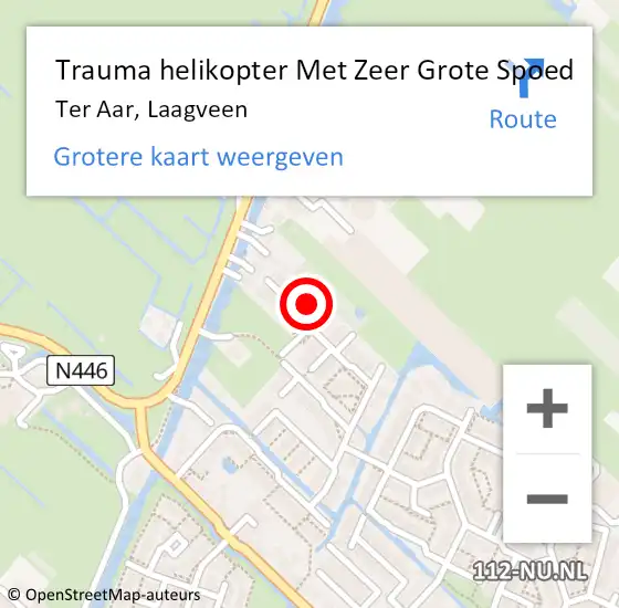 Locatie op kaart van de 112 melding: Trauma helikopter Met Zeer Grote Spoed Naar Ter Aar, Laagveen op 11 oktober 2024 09:08