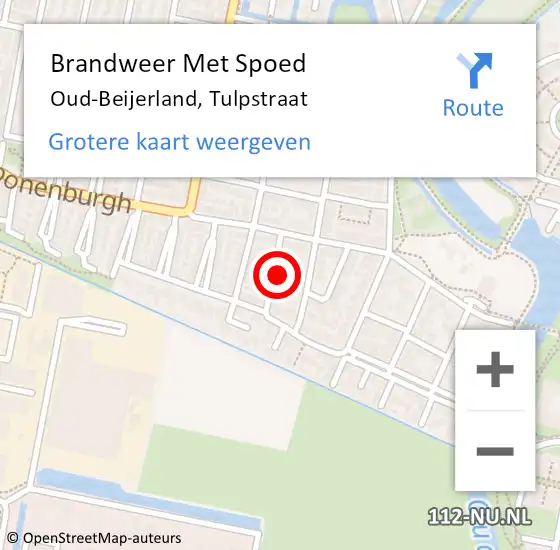 Locatie op kaart van de 112 melding: Brandweer Met Spoed Naar Oud-Beijerland, Tulpstraat op 11 oktober 2024 09:15