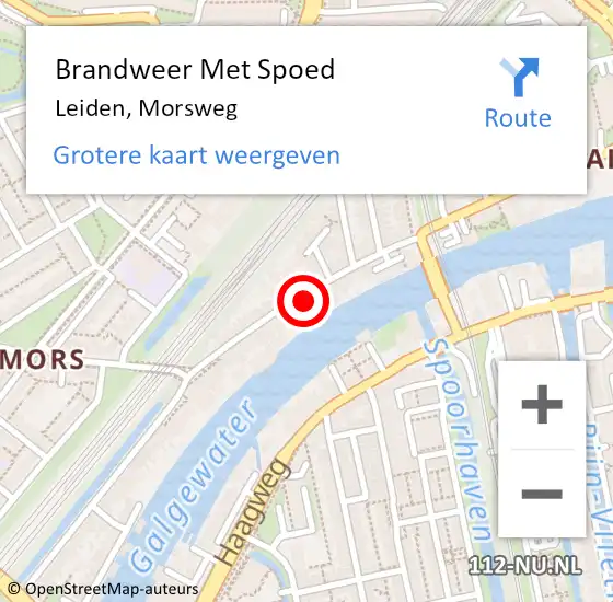 Locatie op kaart van de 112 melding: Brandweer Met Spoed Naar Leiden, Morsweg op 11 oktober 2024 09:26