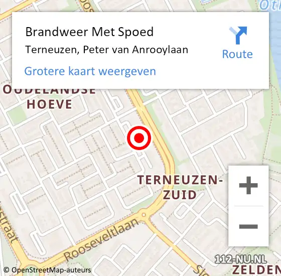 Locatie op kaart van de 112 melding: Brandweer Met Spoed Naar Terneuzen, Peter van Anrooylaan op 11 oktober 2024 10:01