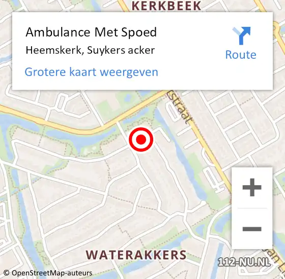 Locatie op kaart van de 112 melding: Ambulance Met Spoed Naar Heemskerk, Suykers acker op 11 oktober 2024 11:06