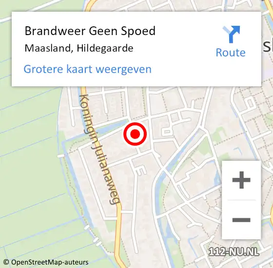 Locatie op kaart van de 112 melding: Brandweer Geen Spoed Naar Maasland, Hildegaarde op 11 oktober 2024 11:08