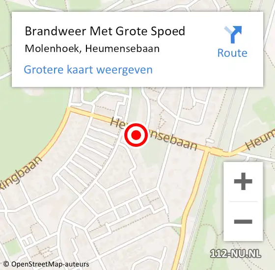 Locatie op kaart van de 112 melding: Brandweer Met Grote Spoed Naar Molenhoek, Heumensebaan op 11 oktober 2024 11:12