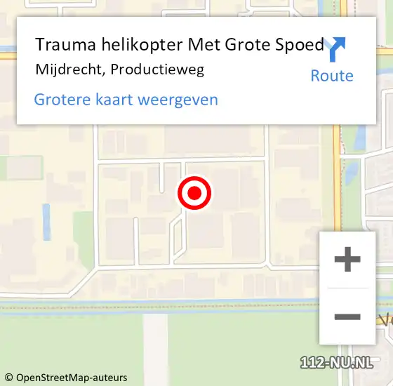 Locatie op kaart van de 112 melding: Trauma helikopter Met Grote Spoed Naar Mijdrecht, Productieweg op 11 oktober 2024 11:14