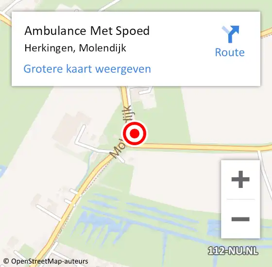 Locatie op kaart van de 112 melding: Ambulance Met Spoed Naar Herkingen, Molendijk op 11 oktober 2024 11:21